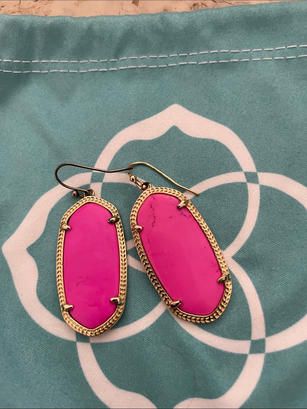 Kendra Scott Hot Pink Elle Drop Earrings - Gold-Tone
